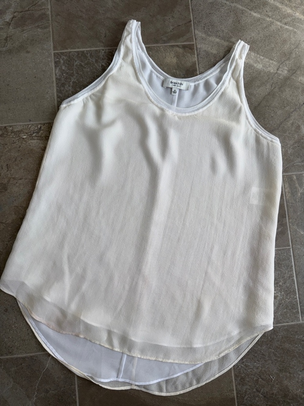 Babaton Aritzia 100% silk White/cream layered Tank Top camisole EUC